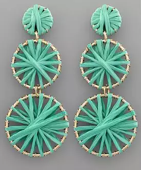 3-Tier Raffia Drop Earrings - Mint