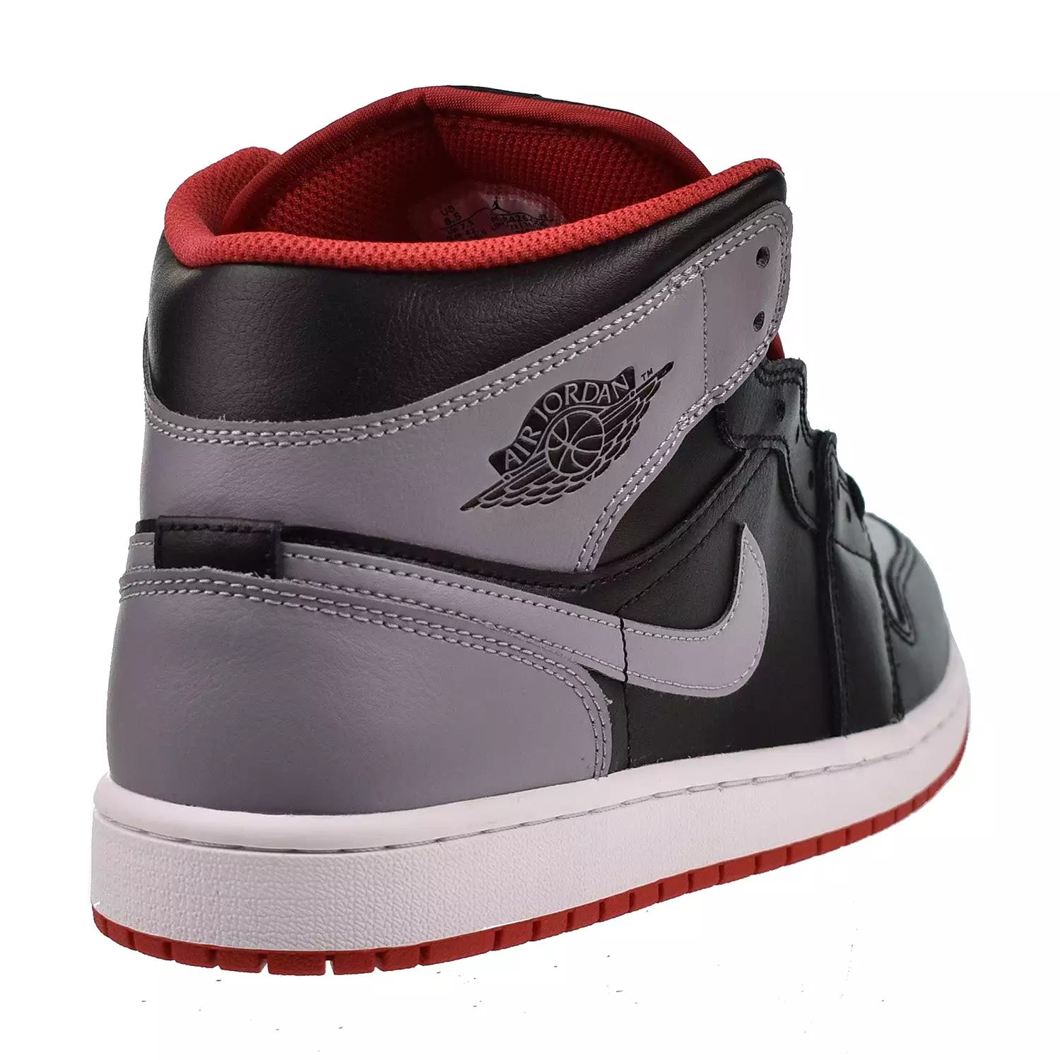 Air Jordan 1 Mid Men's Shoes Black-Cement Grey-Fire Red