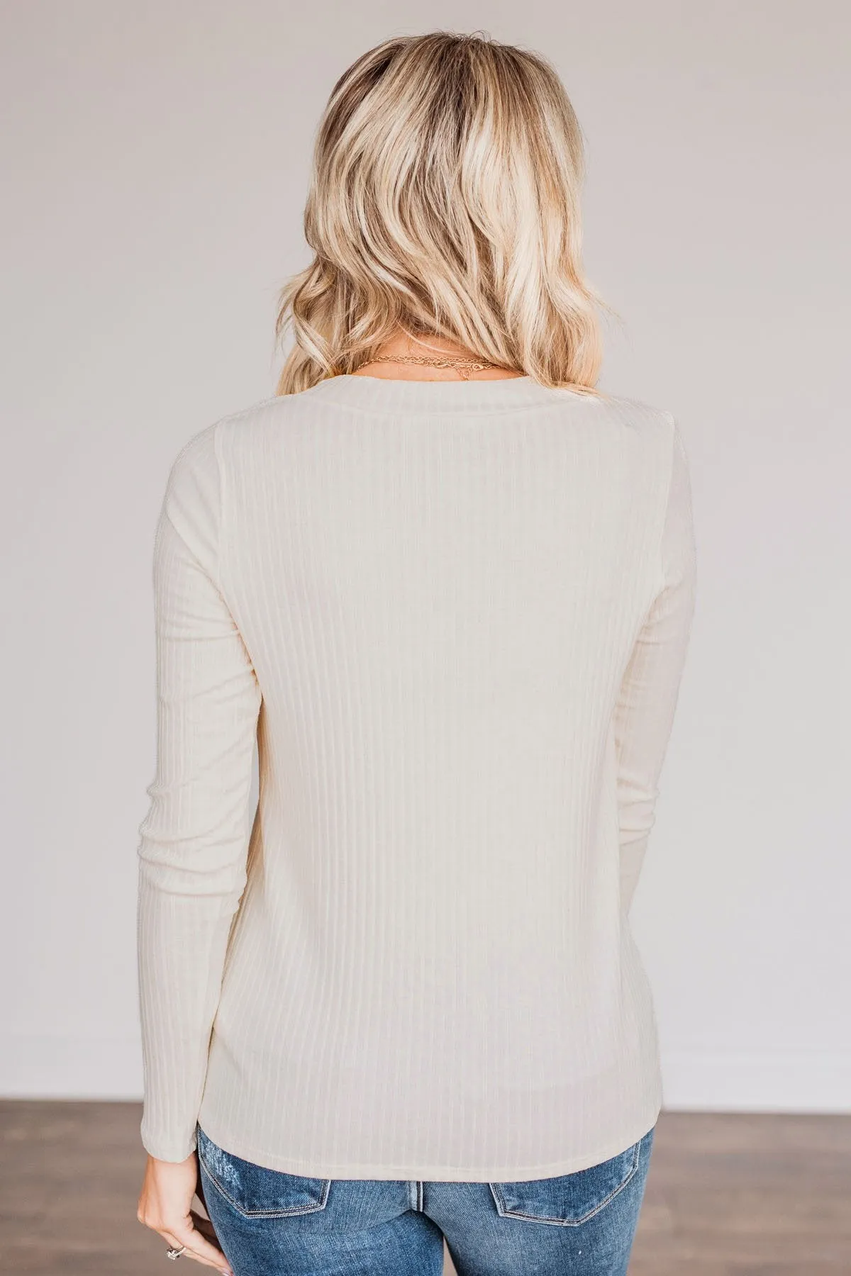 Always Myself Button Long Sleeve Top- Cream