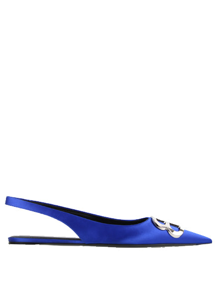 BB Flat Slingback Satin, Electric Blue