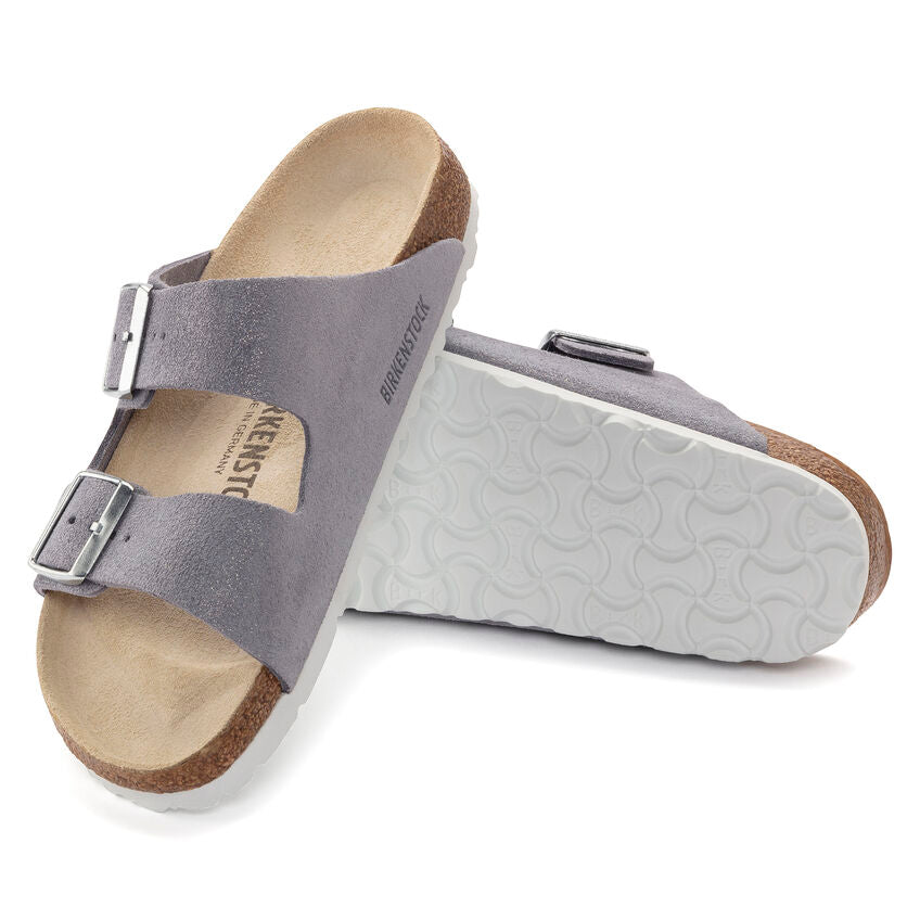 'Birkenstock USA' Women's Arizona Suede Leather Sandal - Shimmering Purple Fog