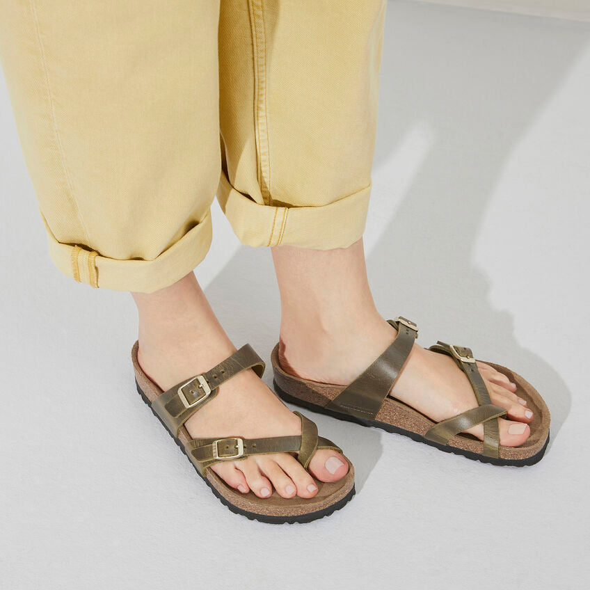 'Birkenstock USA' Women's Mayari Leather Sandal - Green Olive