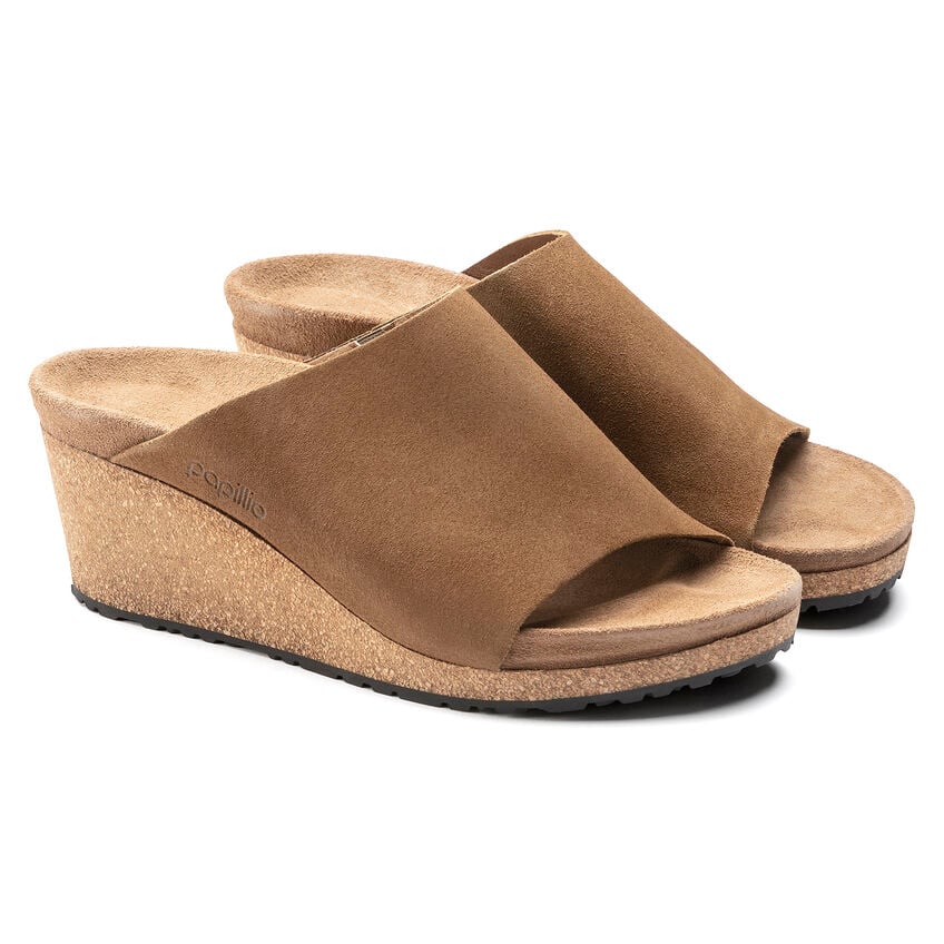 'Birkenstock USA' Women's Namica Suede Leather Wedge Sandal - Tea