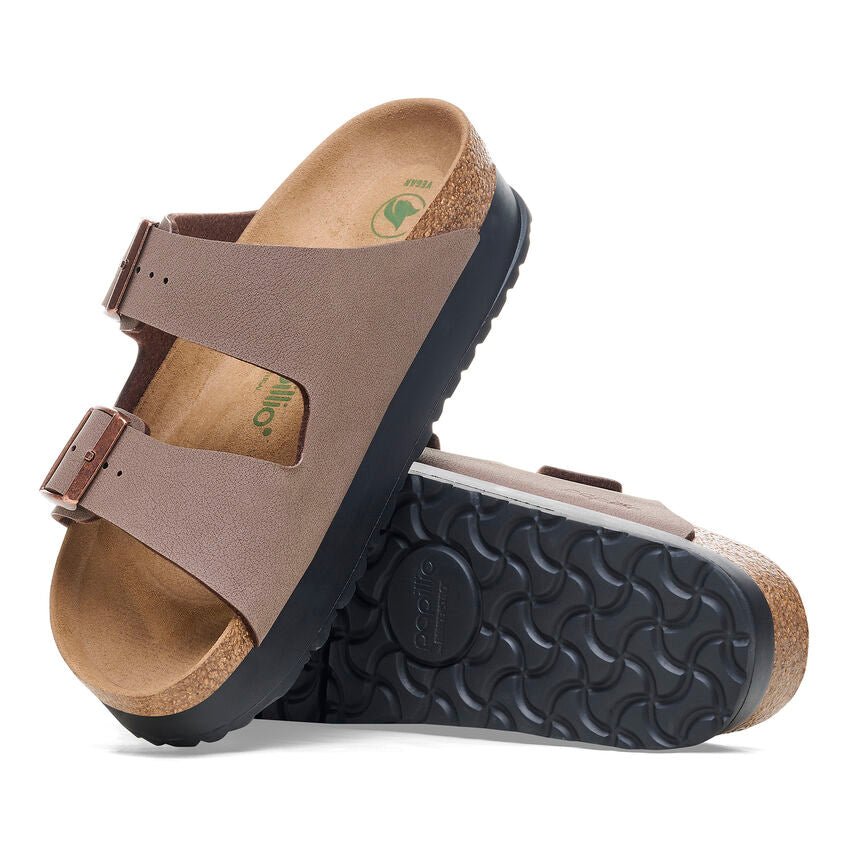 'Birkenstock' Women's Arizona Flex Platform Birko-Flor Sandal - Mocha