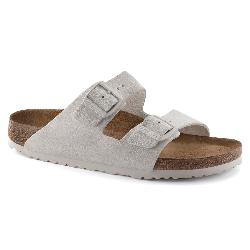 'Birkenstock' Women's Arizona Suede Leather Sandal - Antique White