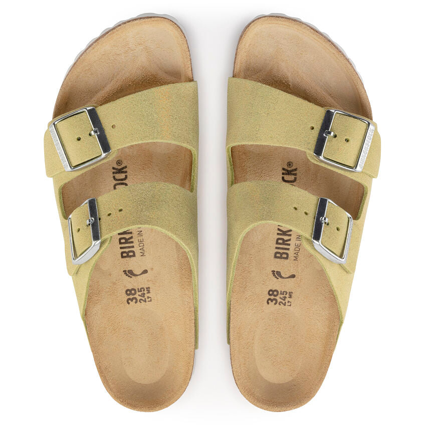 'Birkenstock' Women's Arizona Suede Leather Sandal - Shimmering Popcorn