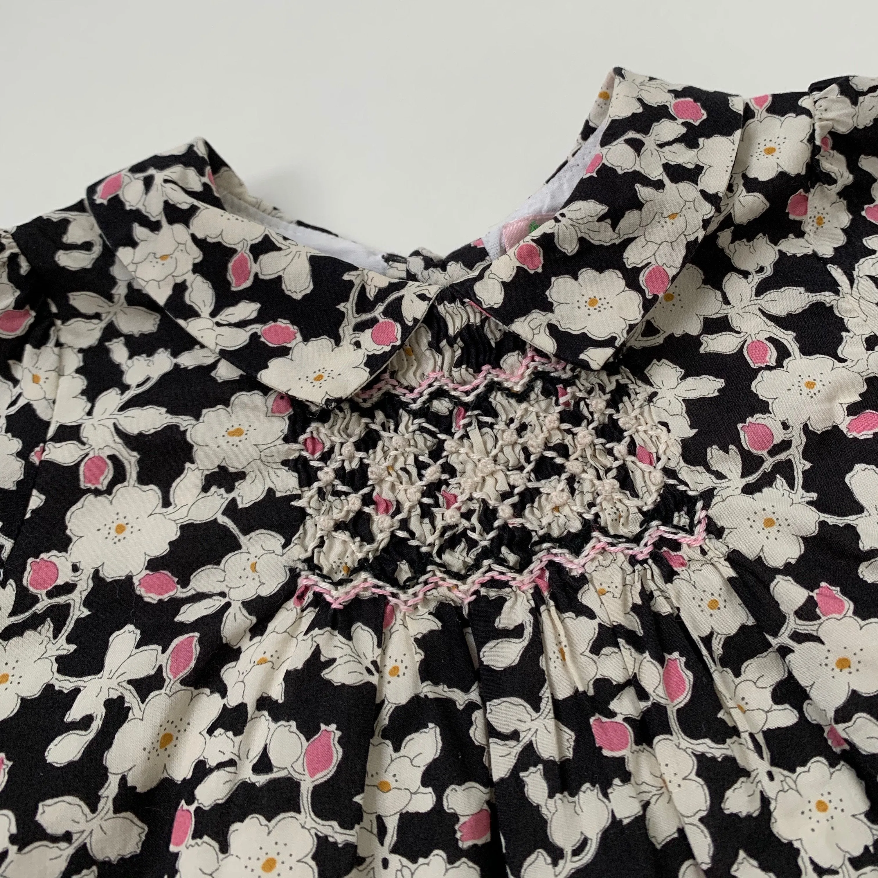 Bonpoint Black Liberty Print Dress: 6 Months