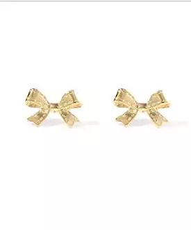 Bow Stud Earrings - Gold