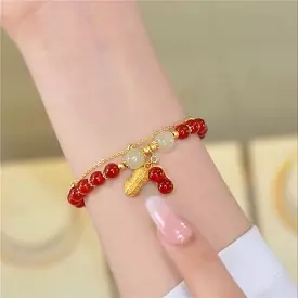 Bracelet Vintage Beaded Bracelets Filled Lotus Flower  for Women  X693029