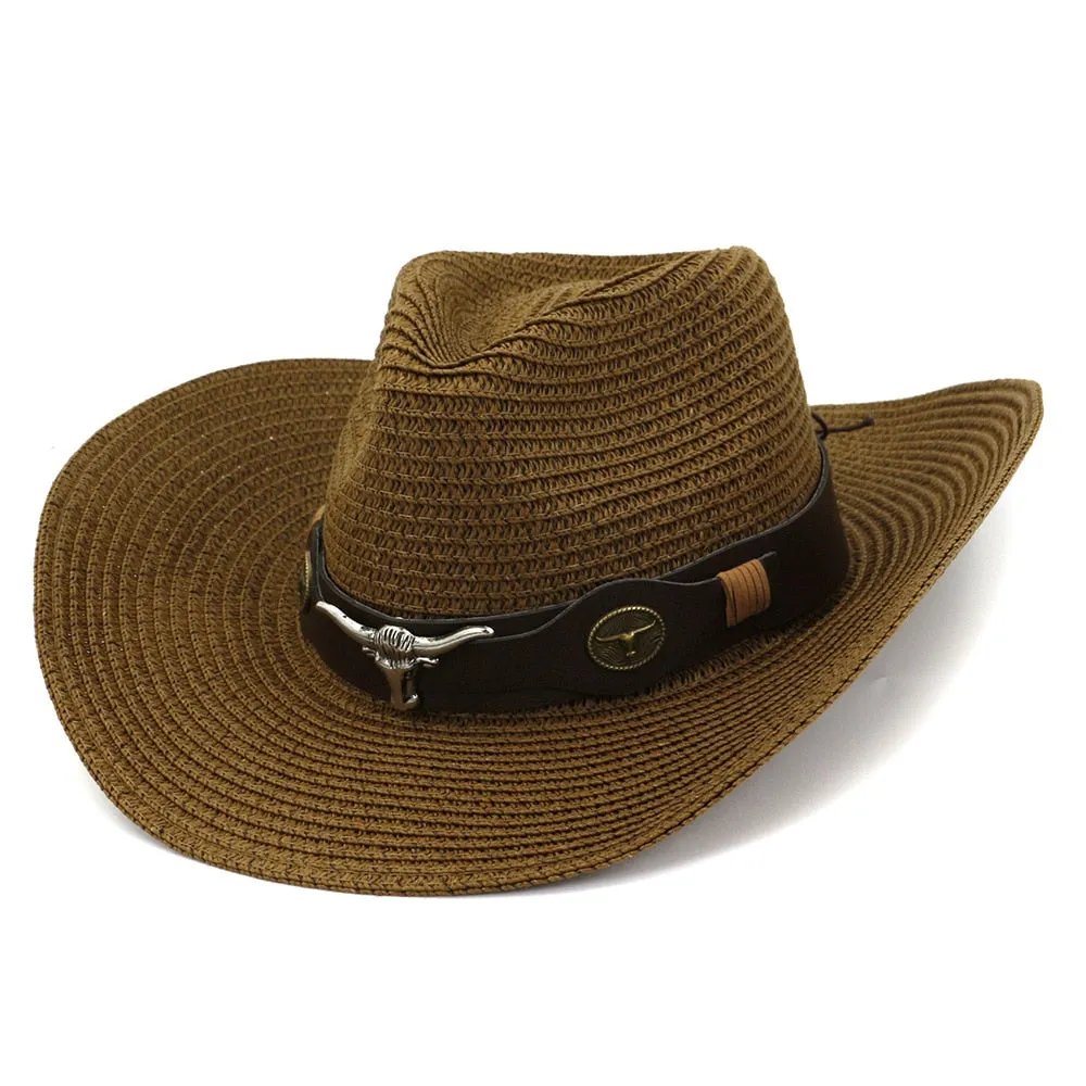 Casual Sun Protection Wide Brim Cowboy Hat for Men and Women