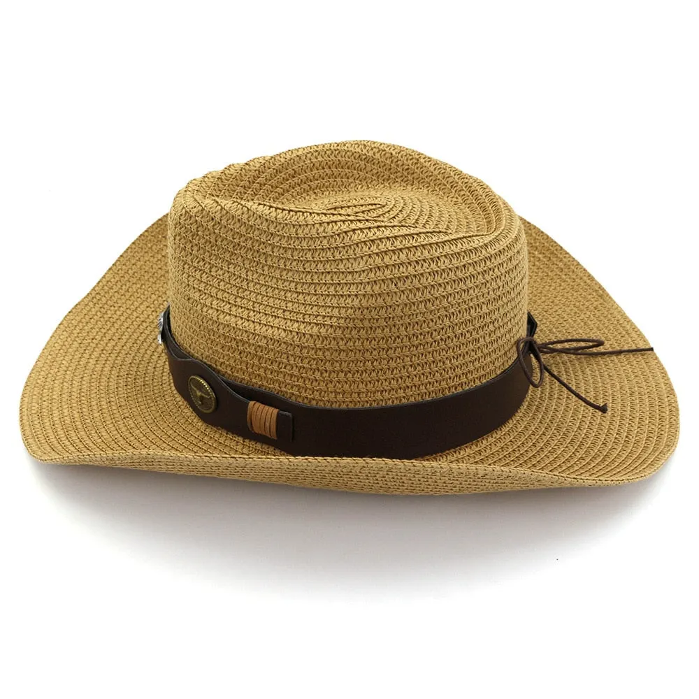 Casual Sun Protection Wide Brim Cowboy Hat for Men and Women