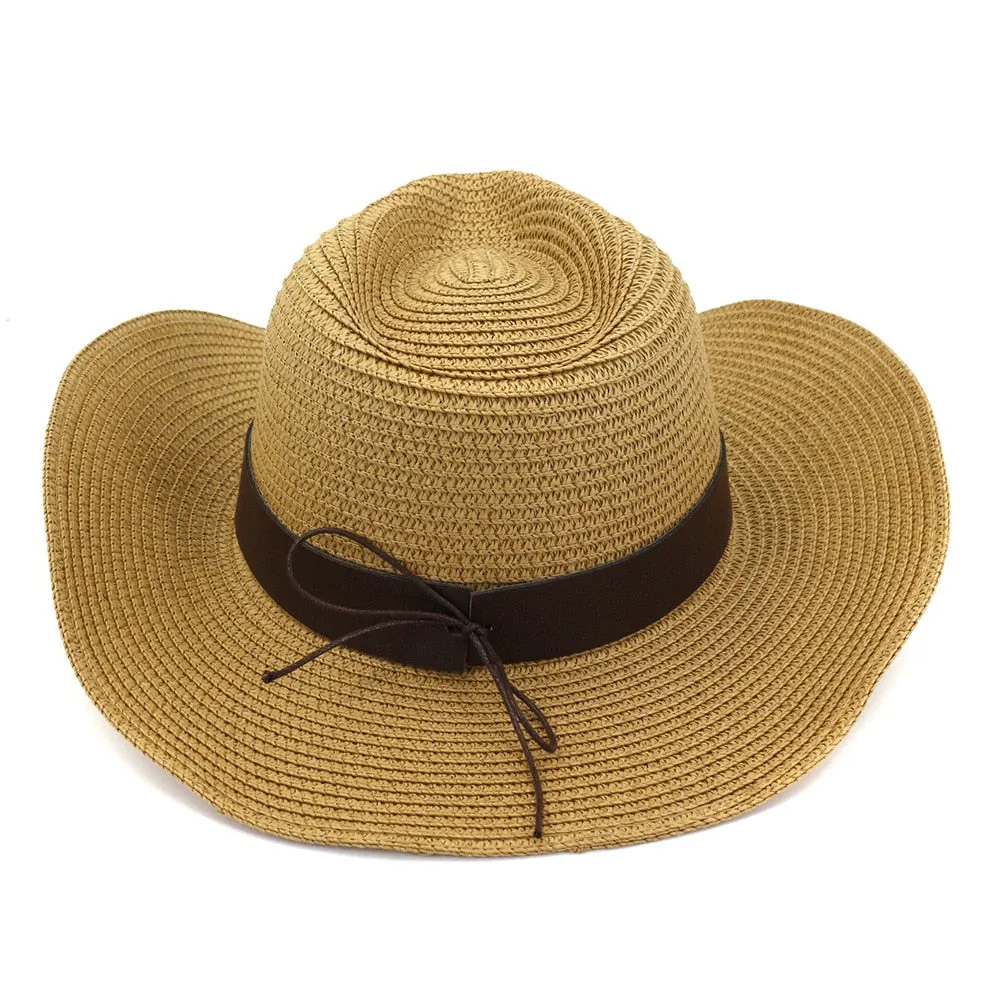 Casual Sun Protection Wide Brim Cowboy Hat for Men and Women