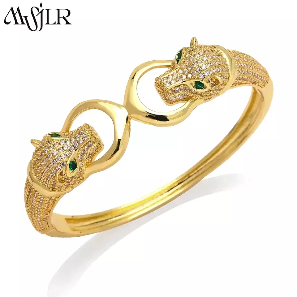 double-headed leopard bracelet micro-inlaid AAA zircon hot animal bracelet jewelry S4774572