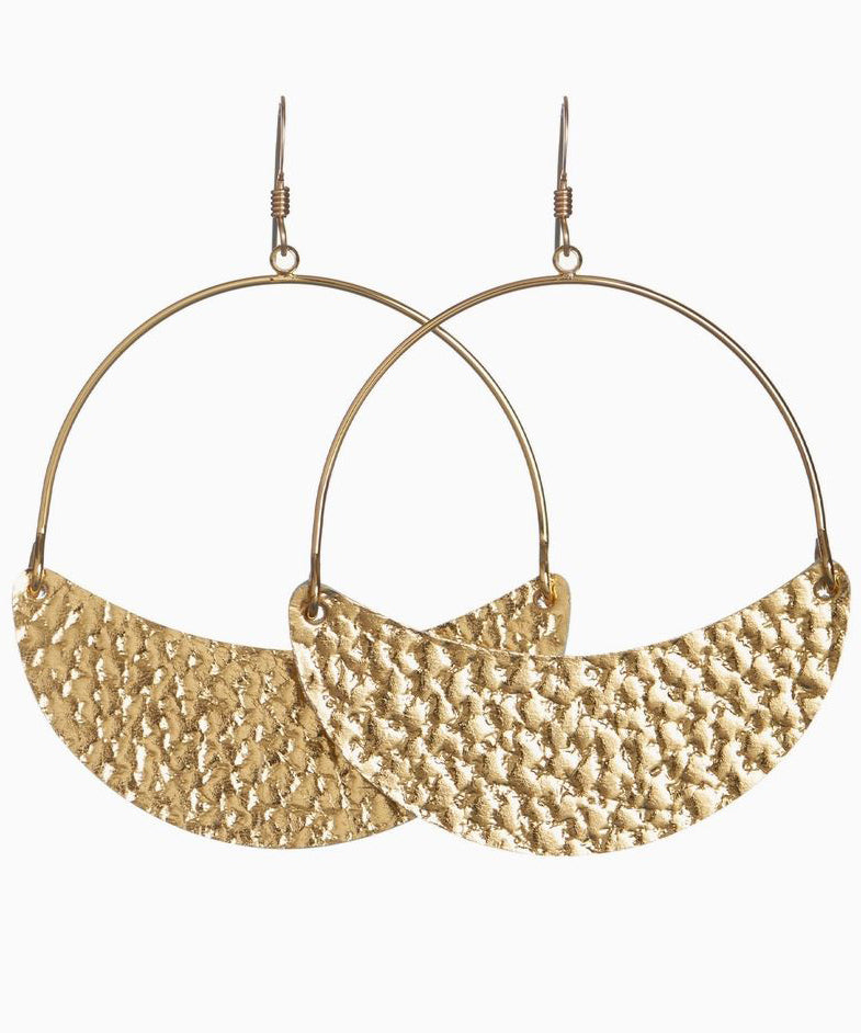 Hammered Aster Earrings - Gold