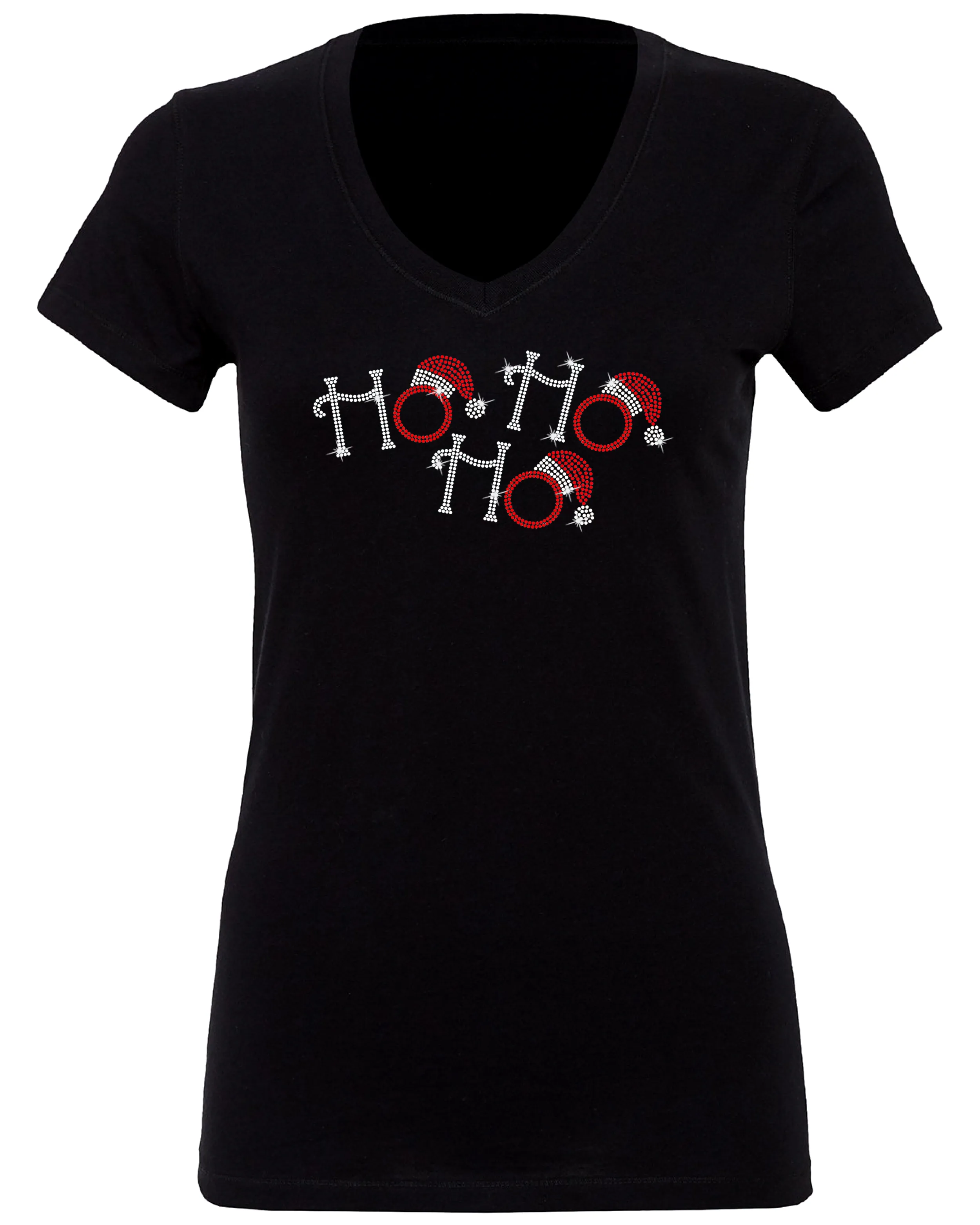 Ho Ho Ho Santa Hat Rhinestone T-Shirt