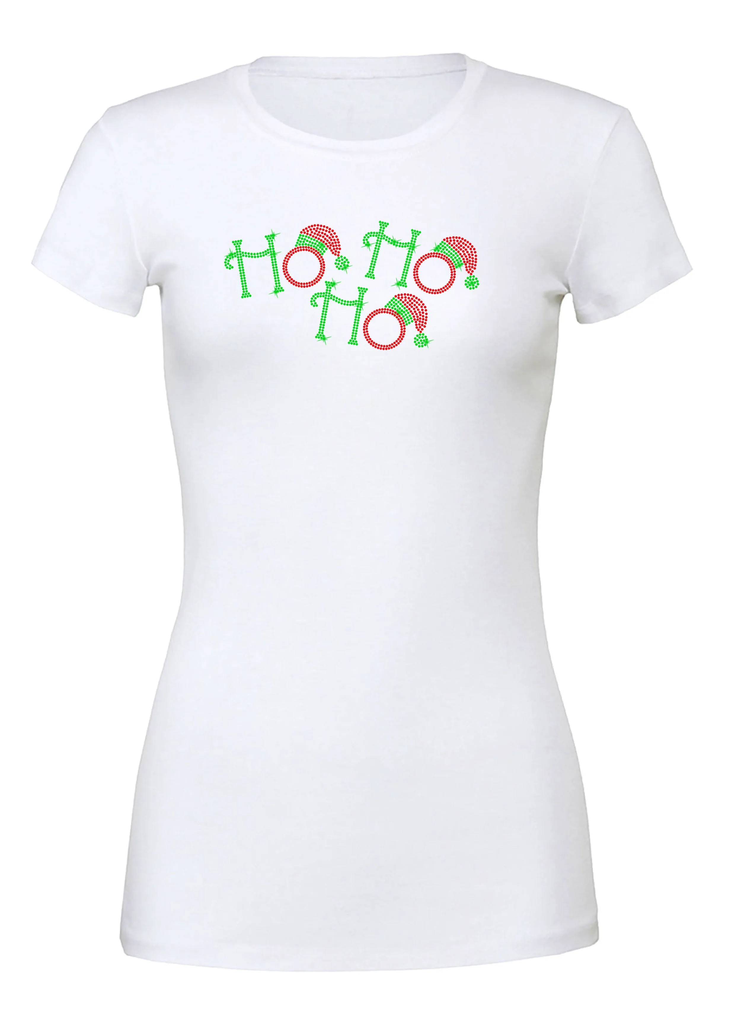 Ho Ho Ho Santa Hat Rhinestone T-Shirt