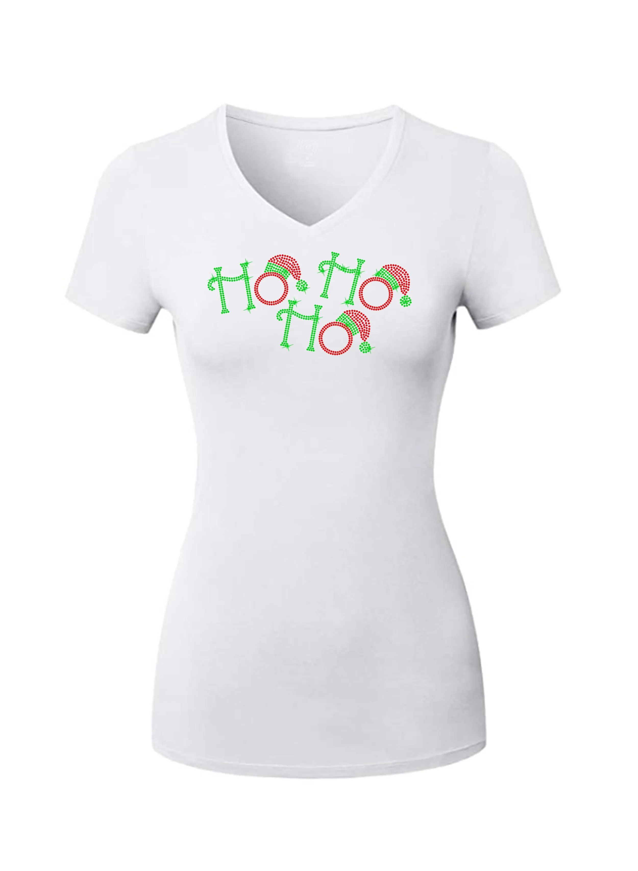 Ho Ho Ho Santa Hat Rhinestone T-Shirt