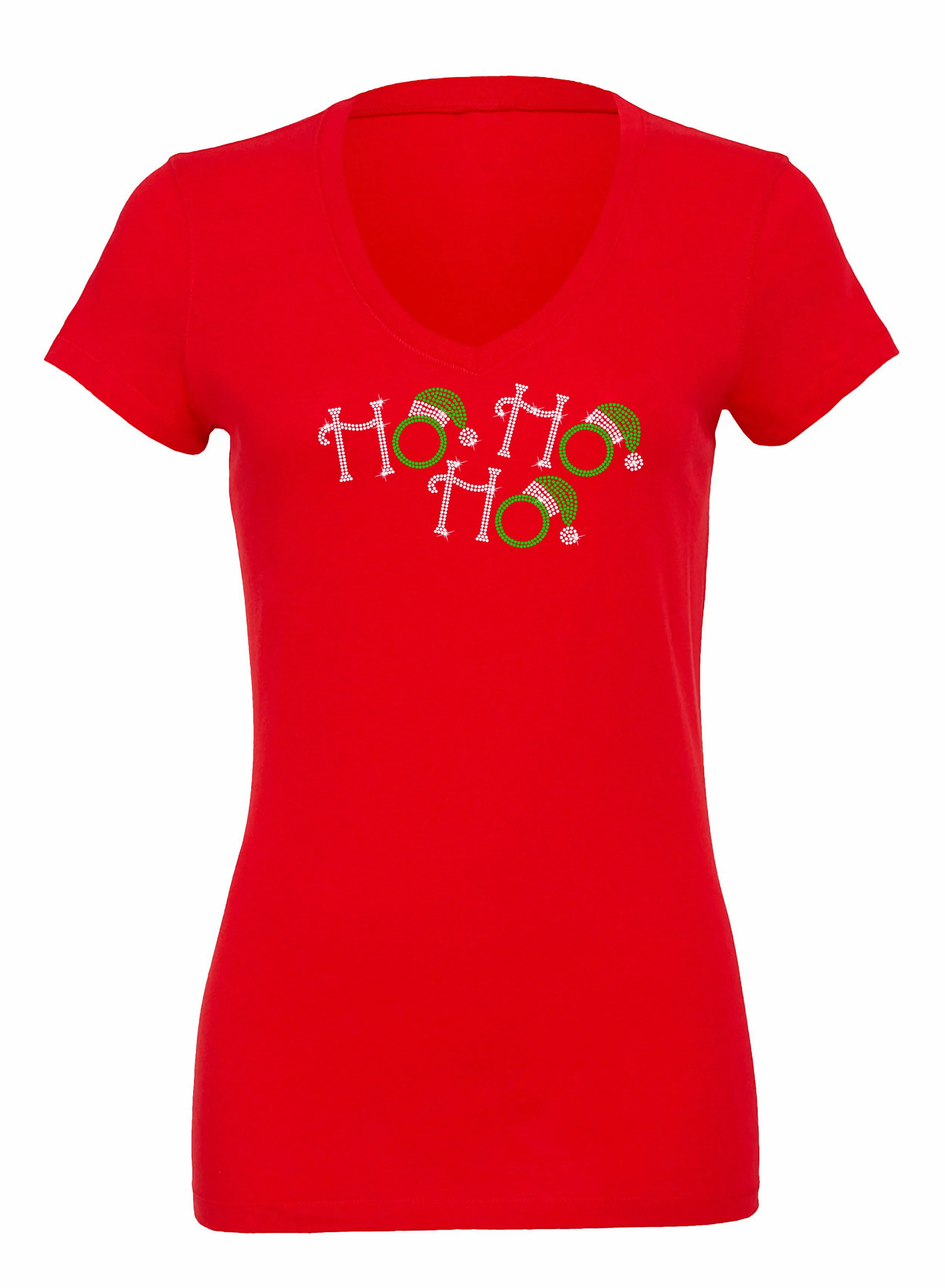 Ho Ho Ho Santa Hat Rhinestone T-Shirt