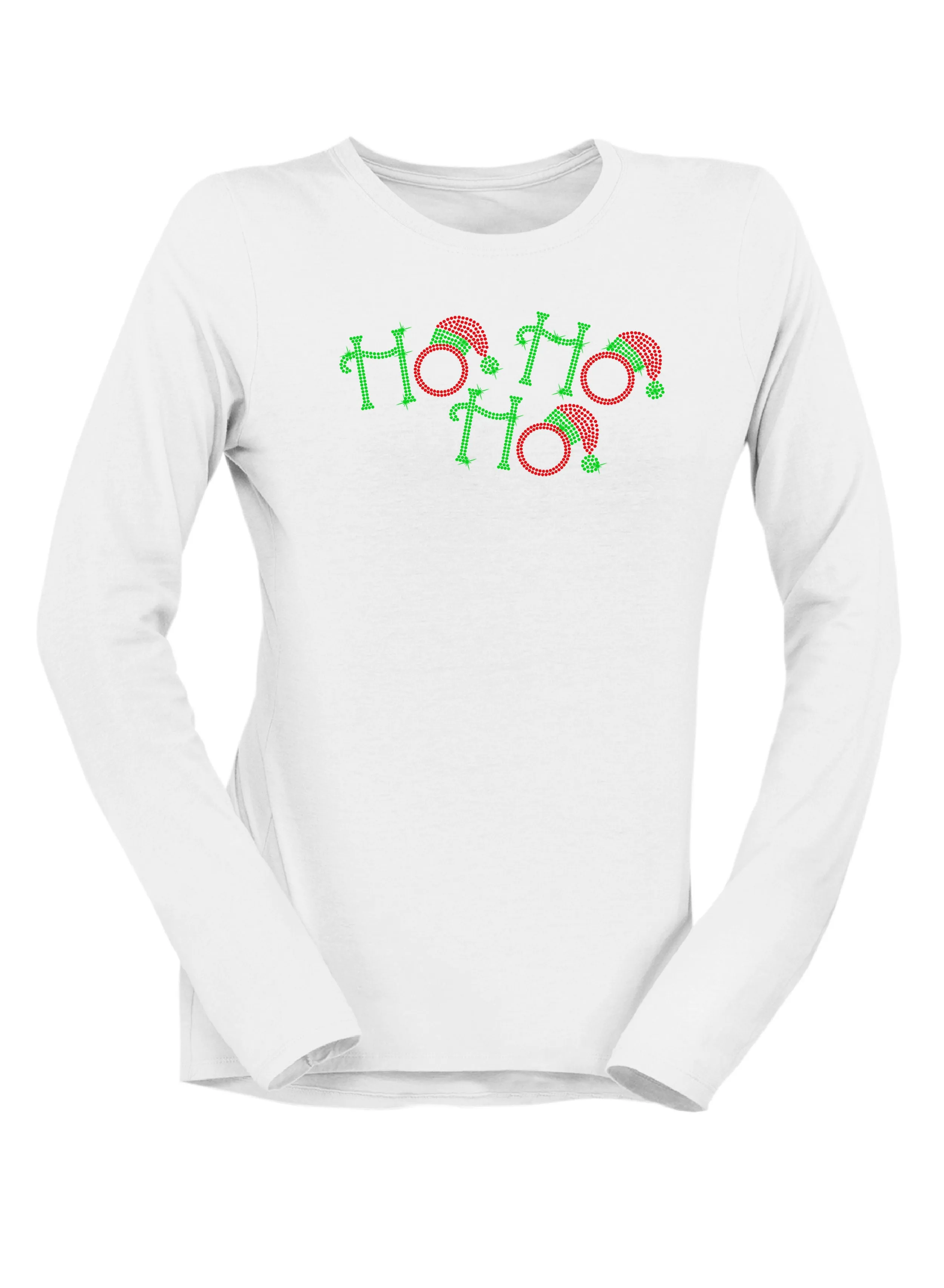 Ho Ho Ho Santa Hat Rhinestone T-Shirt