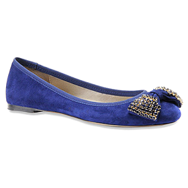 Isola Women's •Biel• Blue Suede Jeweled Bow Ballerina