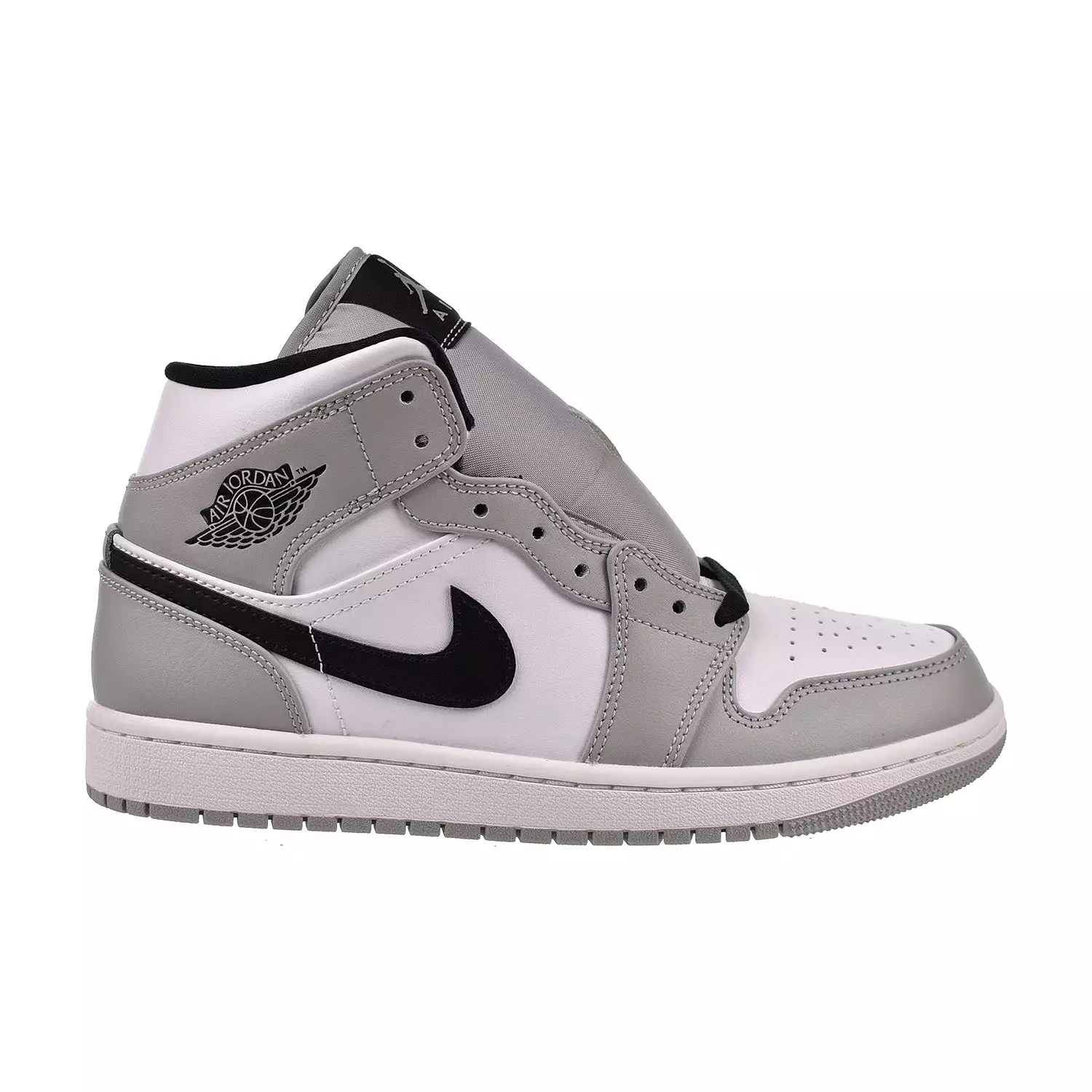 Jordan 1 Mid Men's Shoes Light Smoke Grey-White-Black