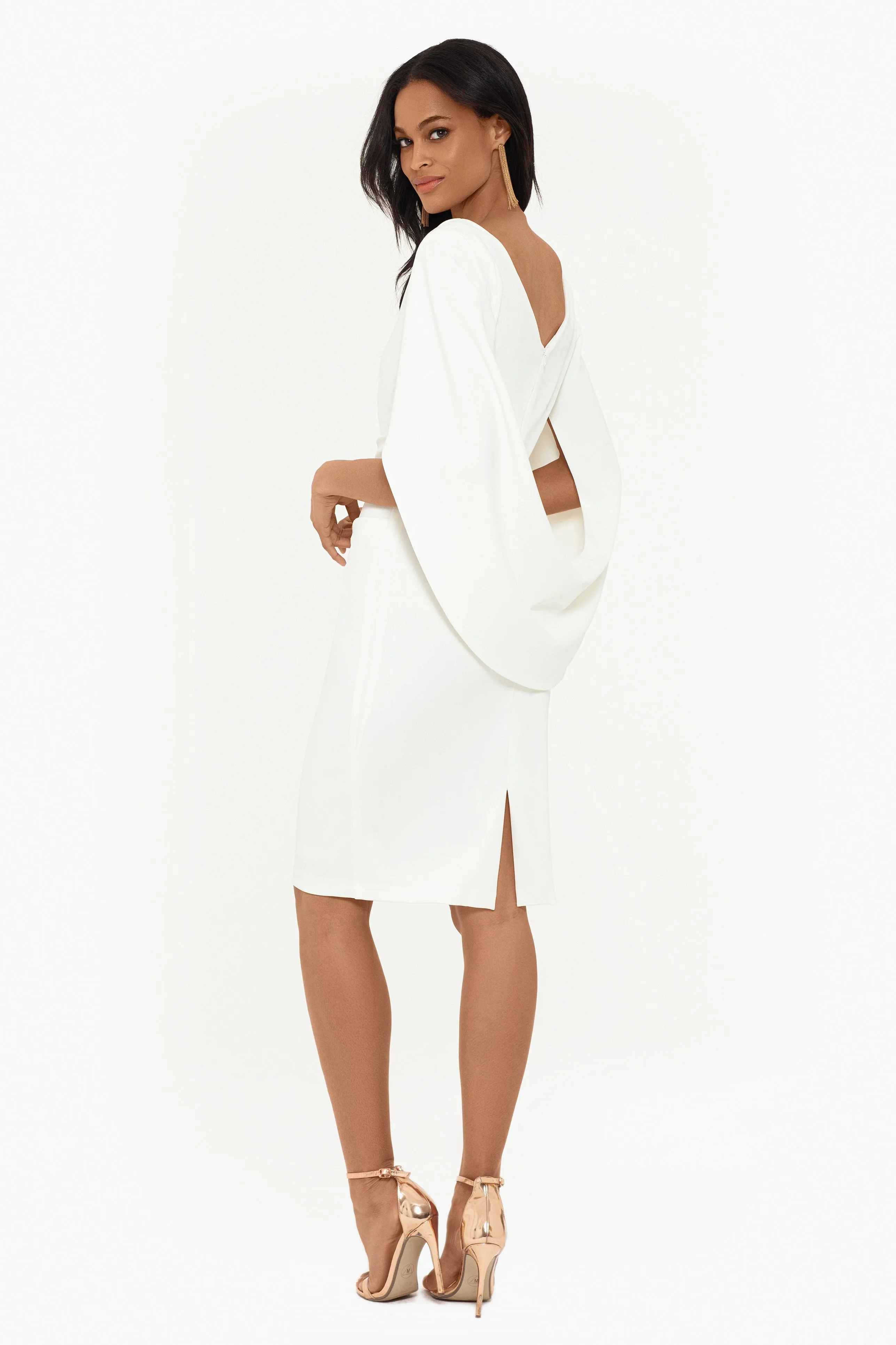 Jordan Short Scuba Crape Draped Back Dress