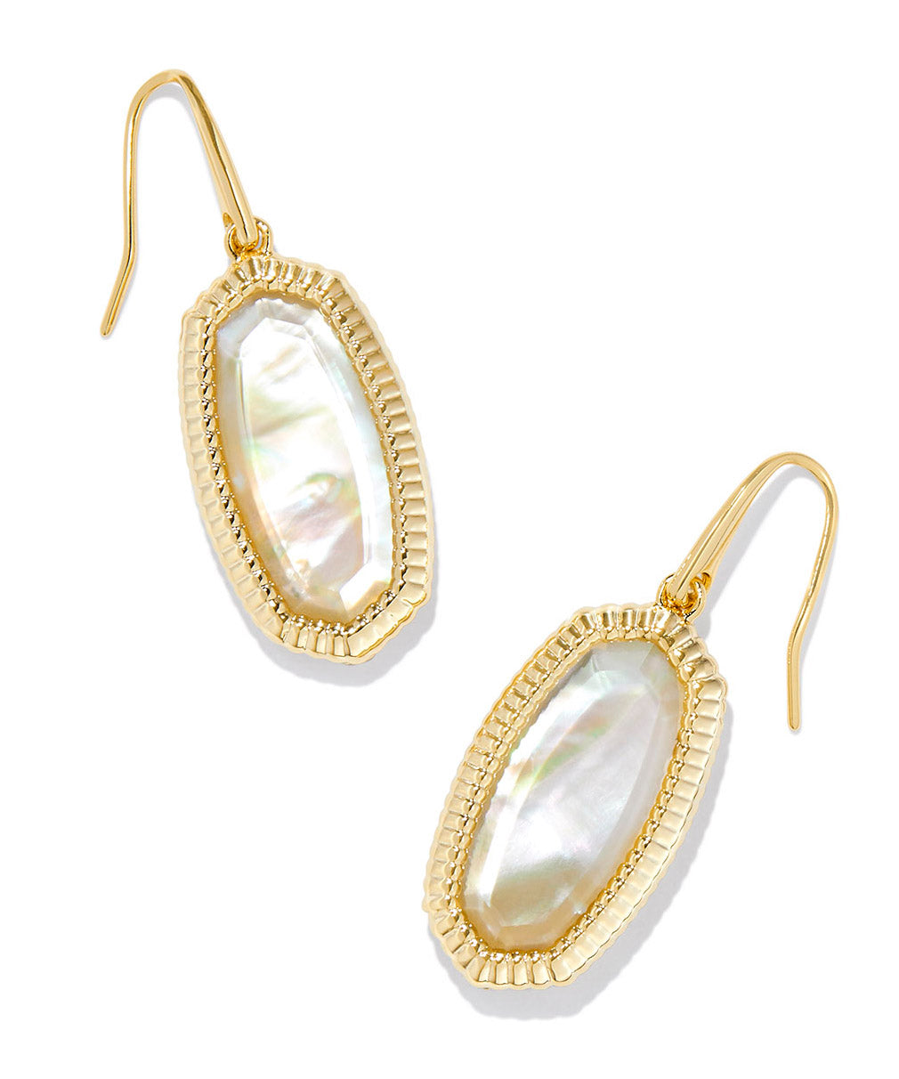 Kendra Scott Dani Ridge Frame Drop Earrings - Silver/Ivory MOP, Gold/Indigo Watercolor, Gold/Azalea Illusion OR Gold/Golden Abal