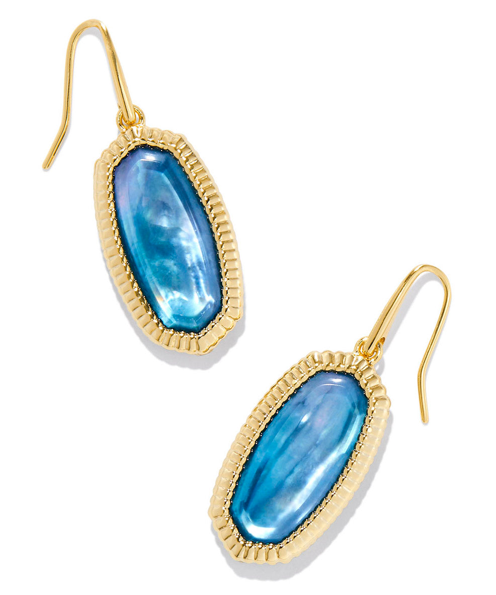 Kendra Scott Dani Ridge Frame Drop Earrings - Silver/Ivory MOP, Gold/Indigo Watercolor, Gold/Azalea Illusion OR Gold/Golden Abal