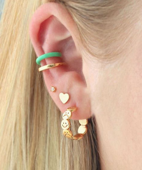 Kris Nations Happy and Sad Hoop Earrings - Gold