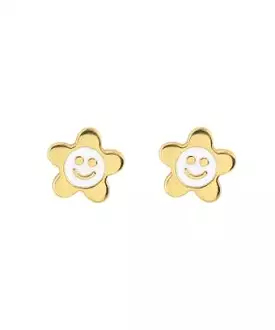 Kris Nations Smiley Daisy Enamel Stud Earrings - Gold