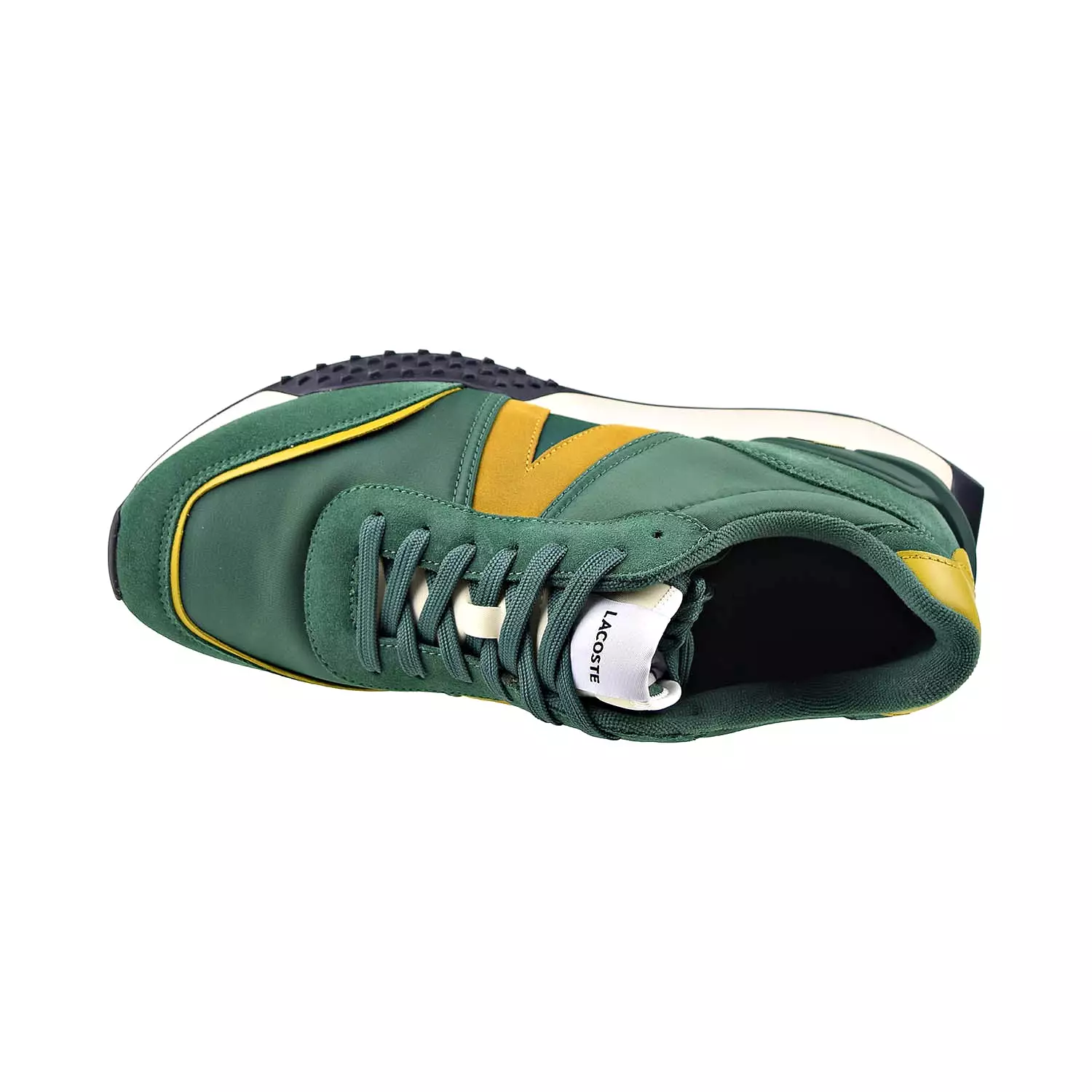 Lacoste L-Spin Deluxe Men's Textile Accent Trainers Shoes Green-Yellow