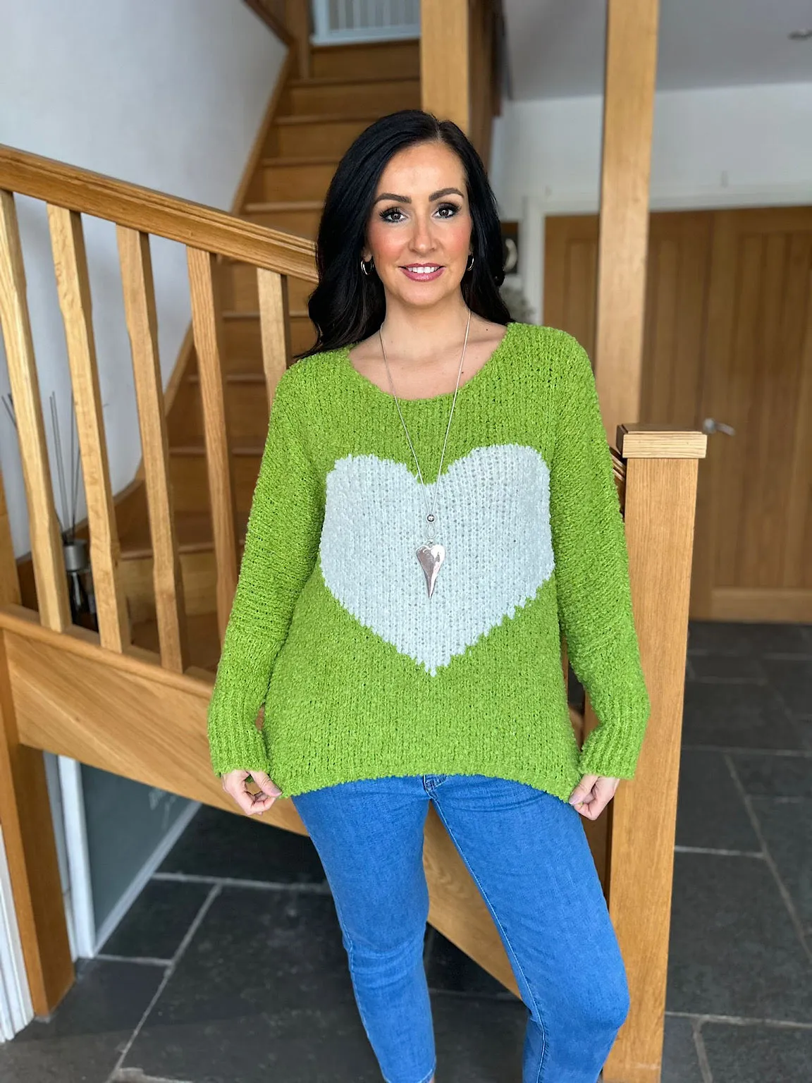 Lime Popcorn Heart Knit Julia