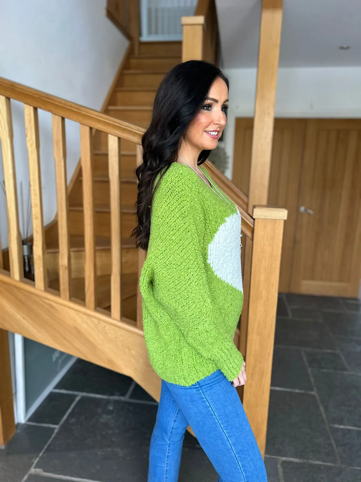 Lime Popcorn Heart Knit Julia