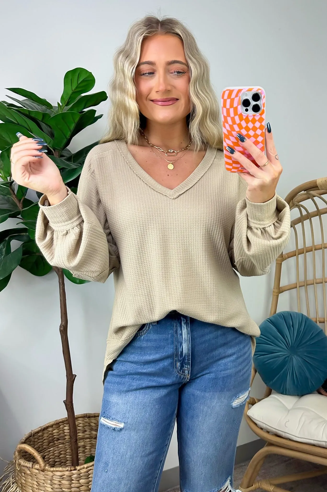 Marlenis Elbow Patched Casual Knit Top - FINAL SALE