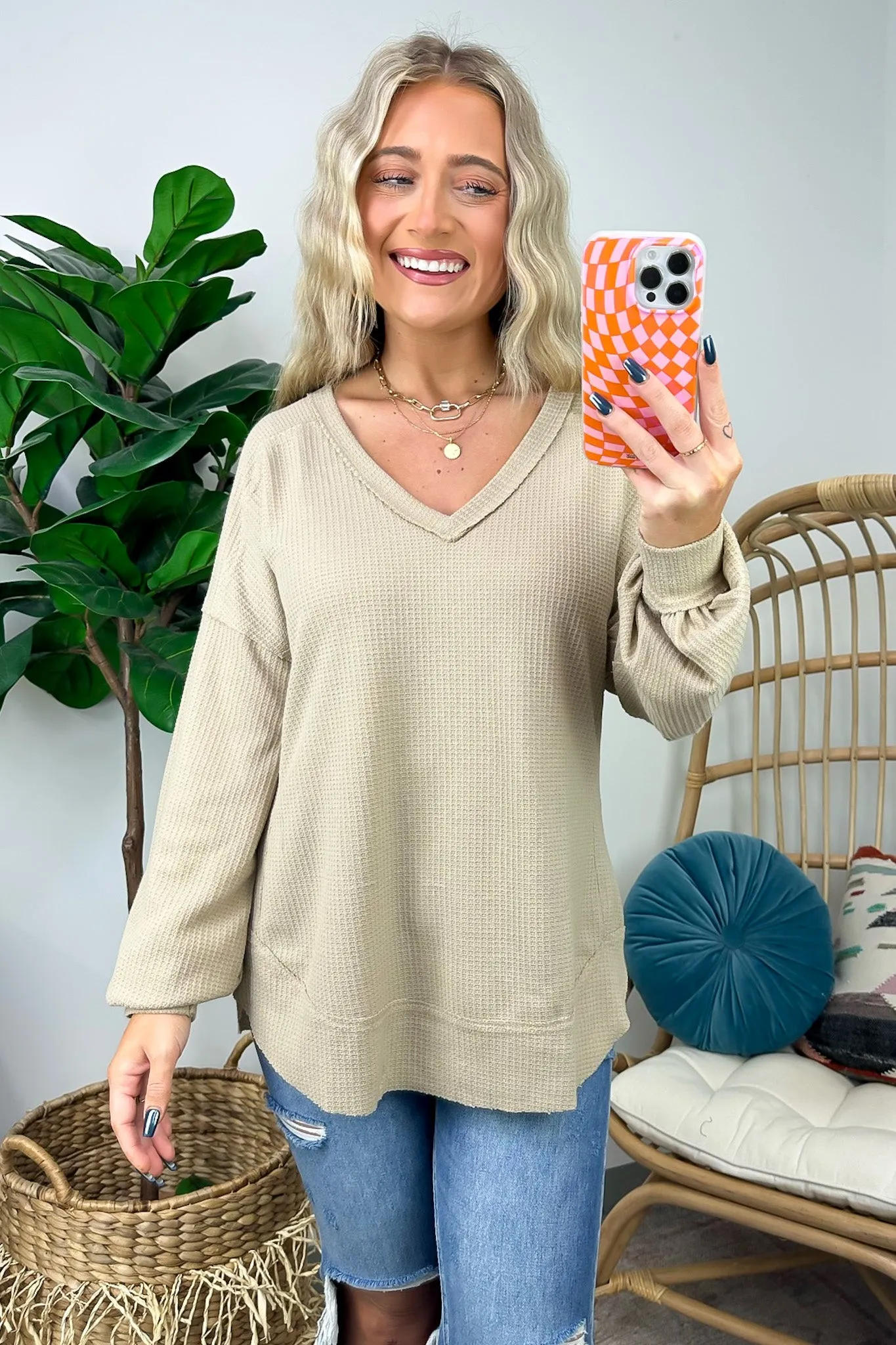 Marlenis Elbow Patched Casual Knit Top - FINAL SALE