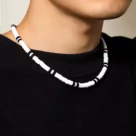 Men Necklace Black White Bicolor Polymer Clay Retro Beaded Casual Bohemia Clavicle Necklace S4579451