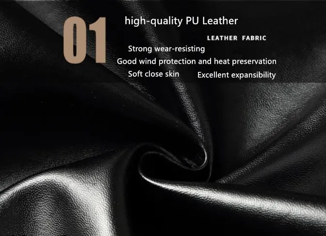 Men's Synthetic Leather Winter Warm High Waist Casual Brushed Trousers