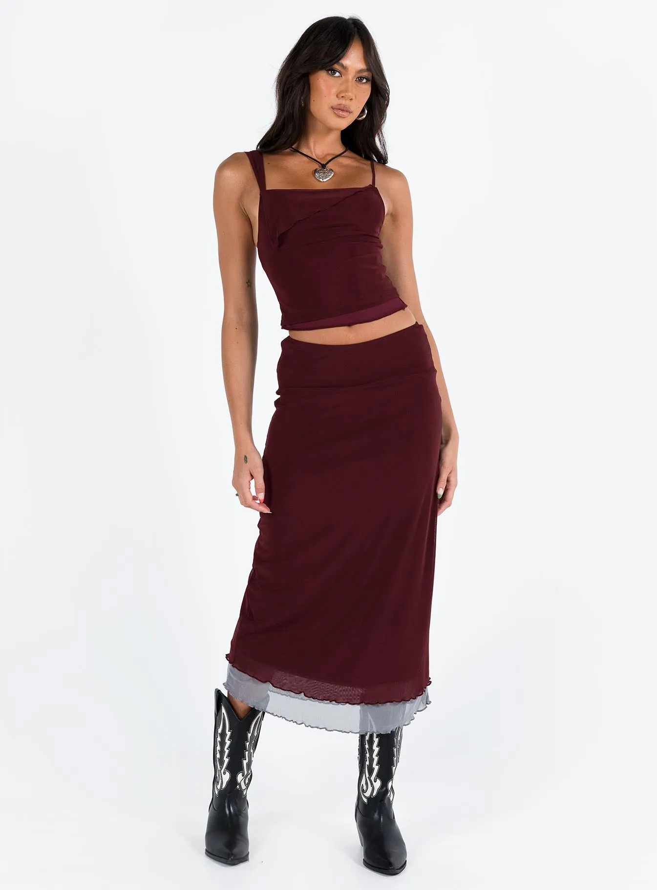 Motel Tresha Skirt Mesh Burgundy 199