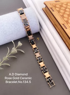 Naishav ,Rose Gold Finish  Amercian Diamond Stones Studded Ceramic Bracelet for Men -ZEE001BMA