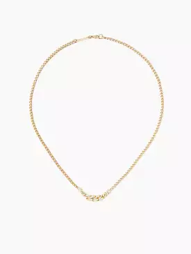 Pave Diamond Graduated Curb Chain Necklace