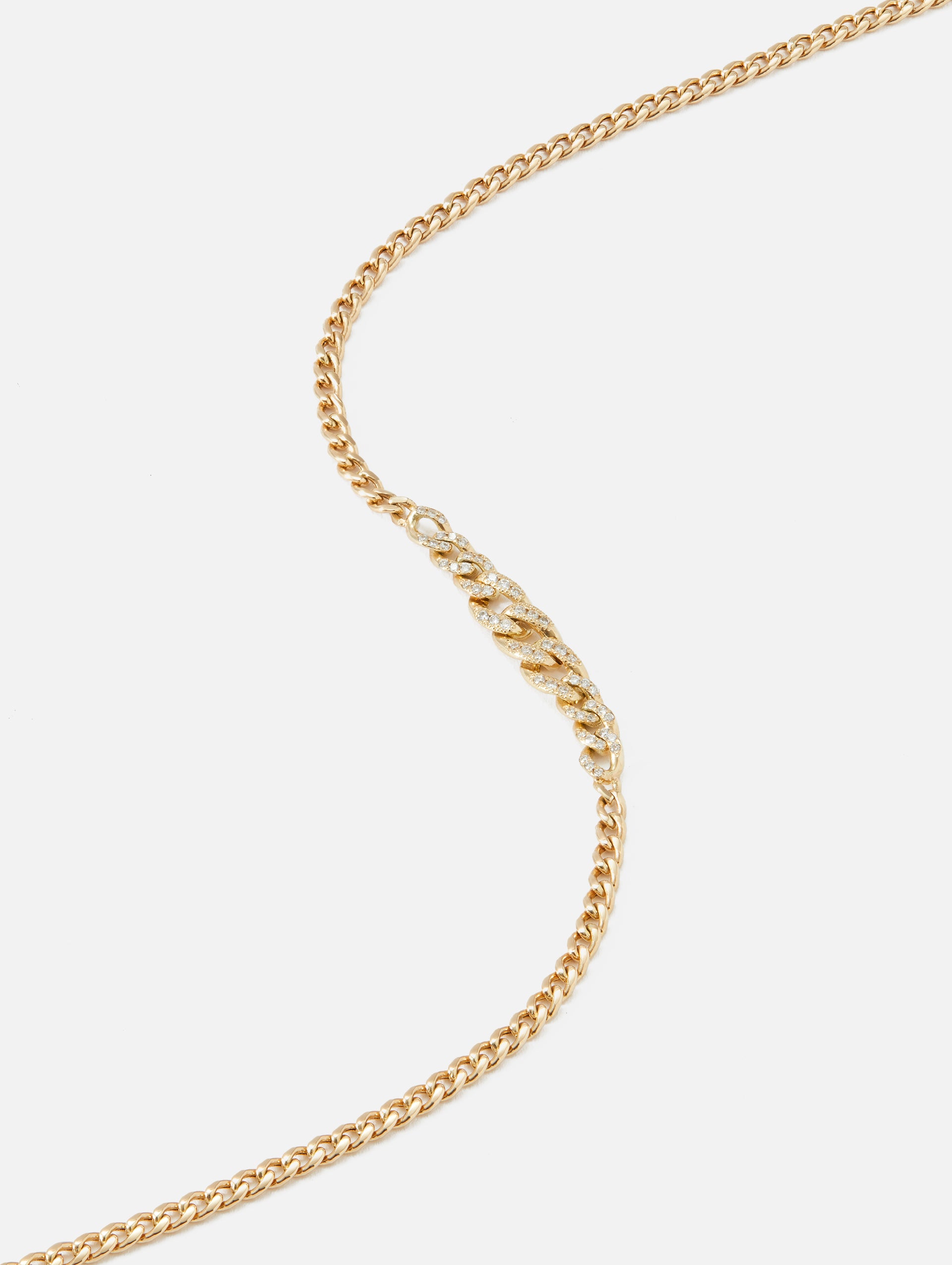 Pave Diamond Graduated Curb Chain Necklace