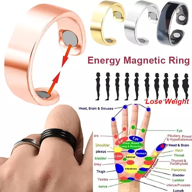 Personality Opening Magnetic Therapy Ring For Men Women Slimming Weight Lose Rings Energy Lymphatic Drainage Magnet Finger Ring 