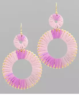 Raffia Open Round Earrings - Lavender