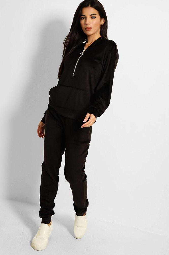 Ring Pull Zipper Front Velour Tracksuit