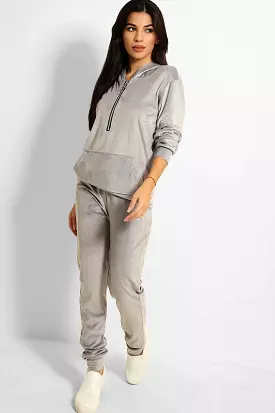 Ring Pull Zipper Front Velour Tracksuit