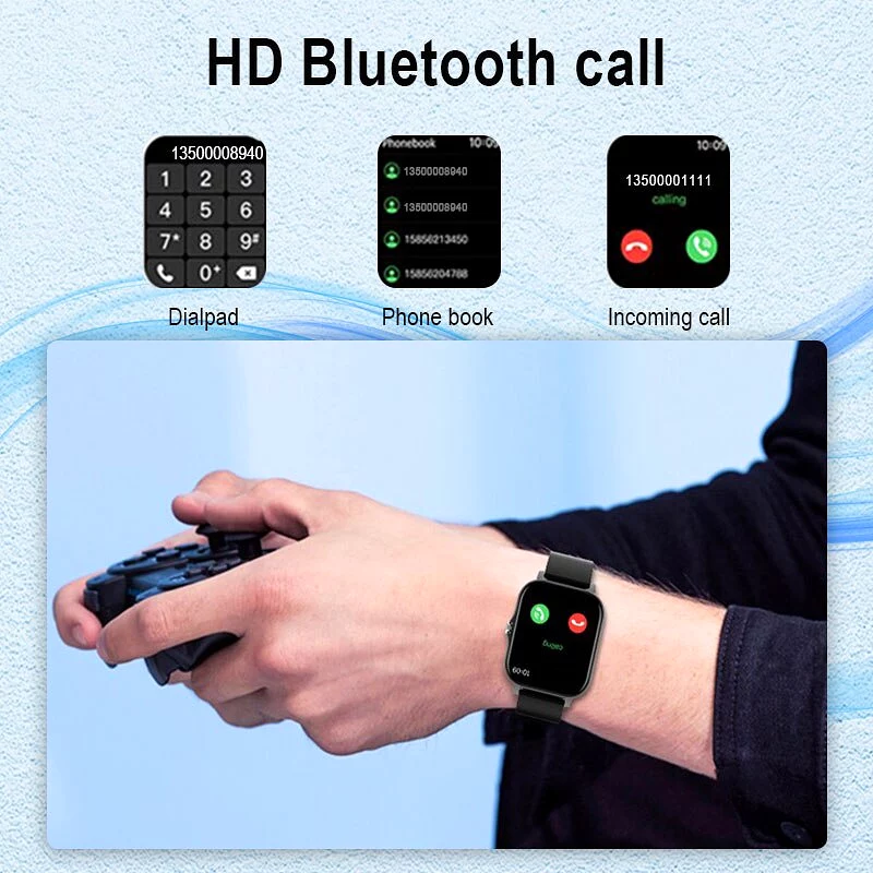 Smart Watch Bluetooth Call Dialing Information Push 1.69 Touch Screen Multi Sport Mode Weather Custom Dial Sports Bracelet