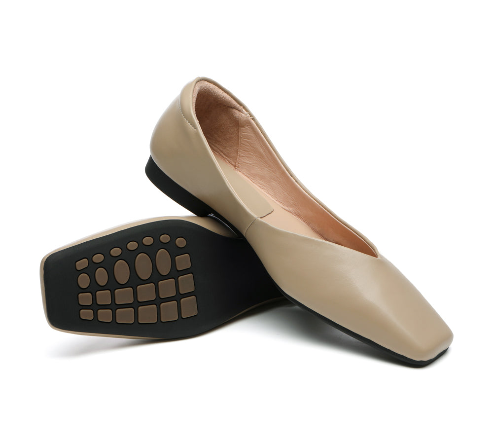 TARRAMARRA Square Toe Leather Ballet Flats Women Libera