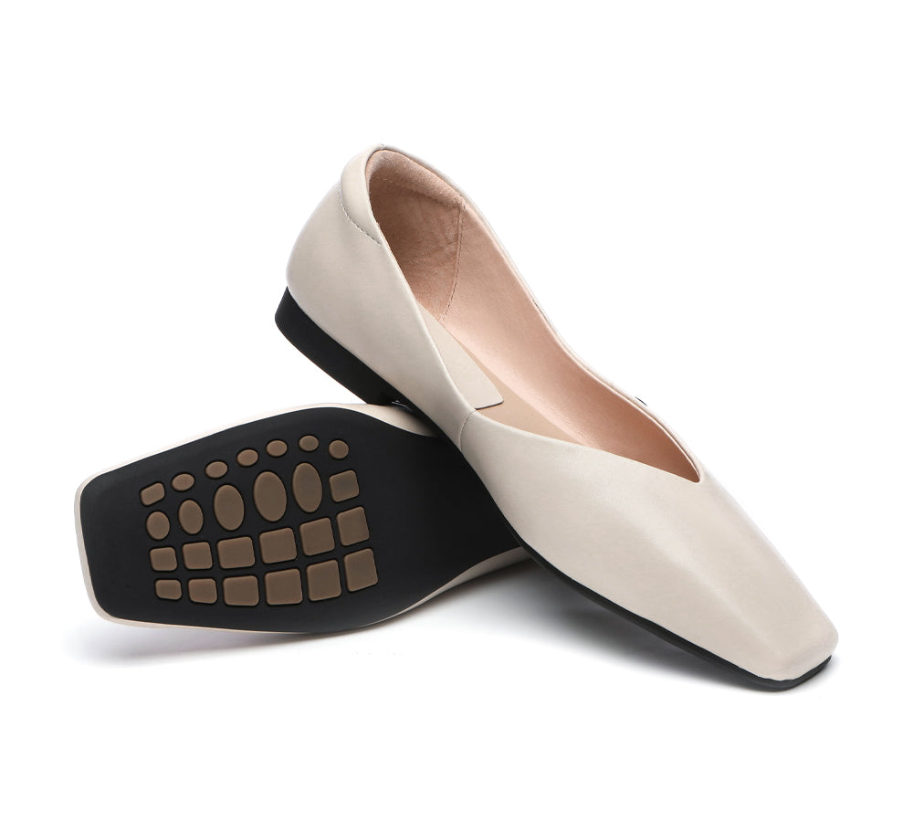 TARRAMARRA Square Toe Leather Ballet Flats Women Libera