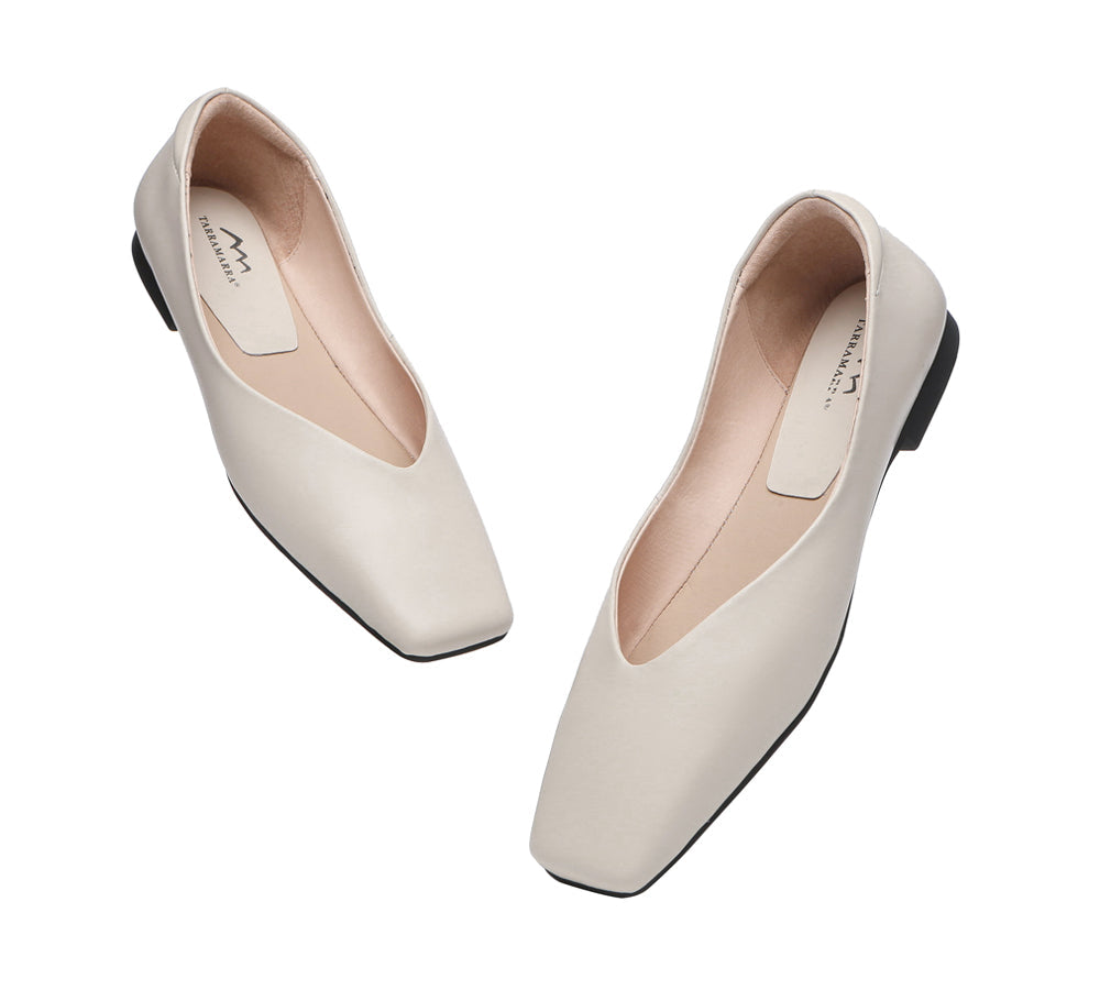 TARRAMARRA Square Toe Leather Ballet Flats Women Libera