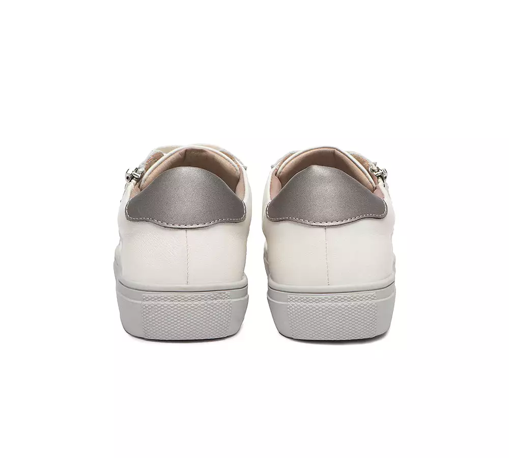 TARRAMARRA Zip Decor Low-Top Leather White Sneakers Women Chloe